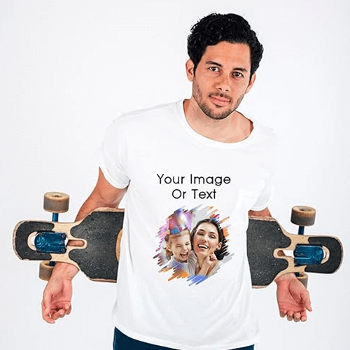 Personalized/Customized Print Round Neck T-shirt, Colour- White - Image 3